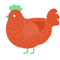 A vermilion chicken with a speckle pattern