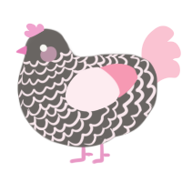 A grey and rose chicken with a lace pattern
