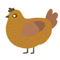 A ochre and brown chicken with a lace pattern