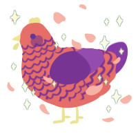 A turquoise and grass chicken with a lace pattern