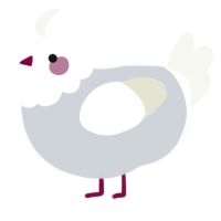A mist and white chicken with a head pattern