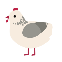 A cream and ash chicken with a neck-speckle pattern