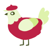 A crimson and apple chicken with a head pattern