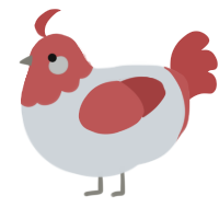 A mist and red chicken with a head pattern
