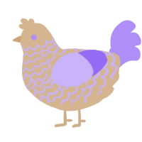 A beige and lilac chicken with a lace pattern