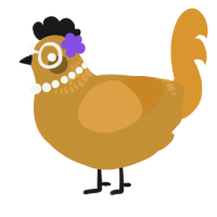 A gold and orange chicken with a neck-band pattern