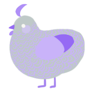 A silver and lilac chicken with a double-lace pattern