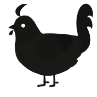 A sable and black chicken with a head pattern