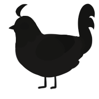 A sable and black chicken with a head pattern