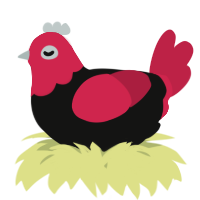 A black and crimson chicken with a head pattern