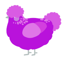 A amethyst and orchid chicken with a neck-speckle pattern