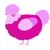 A fuchsia and lavender chicken with a head pattern
