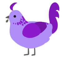 A lilac and violet chicken with a neck-speckle pattern