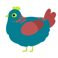 A sea and red chicken with a neck-speckle pattern