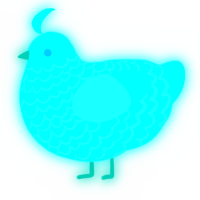 A aqua chicken with a lace pattern