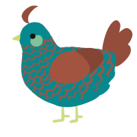 A teal and russet chicken with a lace pattern