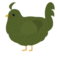 A olive chicken with a lace pattern