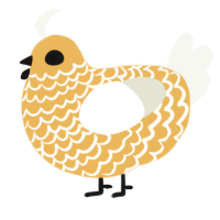 A honey and white chicken with a lace pattern