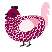 A maroon and rose chicken with a lace pattern