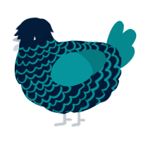 A tumblr and teal chicken with a lace pattern