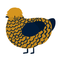 A ochre and tumblr chicken with a lace pattern