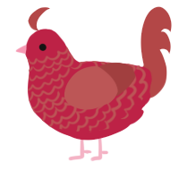 A crimson and red chicken with a lace pattern