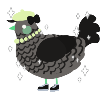 A grey and sable chicken with a lace pattern