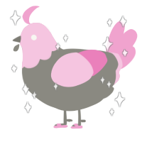 A ash and pink chicken with a head pattern