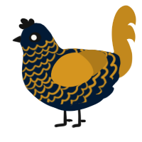 A tumblr and ochre chicken with a lace pattern
