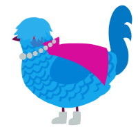 A sky and sapphire chicken with a lace pattern