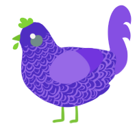 A indigo and blurple chicken with a double-lace pattern