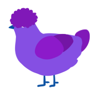 A blurple and violet chicken