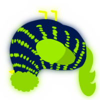 A tumblr and chartreuse chicken with a bar pattern