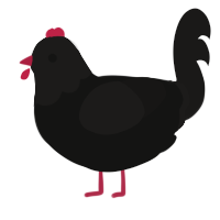 A black and sable chicken with a head pattern