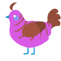 A orchid and russet chicken with a half-bar pattern