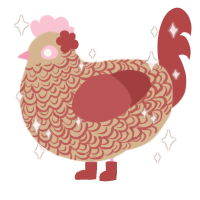 Cinnamon Candy, a beige and red chicken with a double-lace pattern