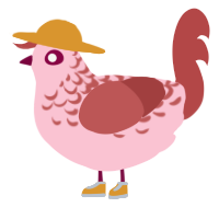 A rose and red chicken with a half-lace pattern