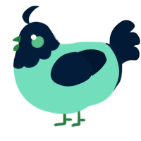A mint and tumblr chicken with a head pattern