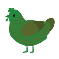 Little Plover, a viridian and olive chicken with a double-lace pattern