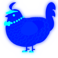 A ultramarine chicken with a lace pattern