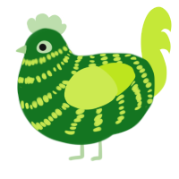A leaf and lime chicken with a bar pattern