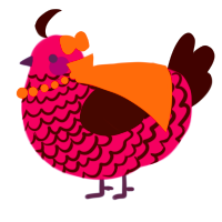 A plum and black chicken with a lace pattern