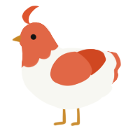 A white and vermilion chicken with a head pattern