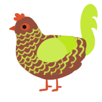 A russet and lime chicken with a lace pattern