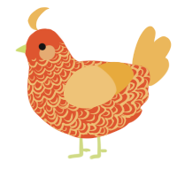 A vermilion and honey chicken with a double-lace pattern