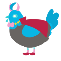 A grey and cerulean chicken with a head pattern