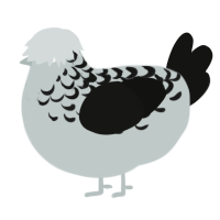 Waffle Maker, a silver and black chicken with a half-lace pattern