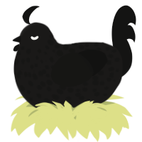 A sable and black chicken with a speckle pattern