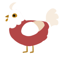 A red and cream chicken with a head pattern