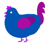 Bea, a ultramarine and plum chicken